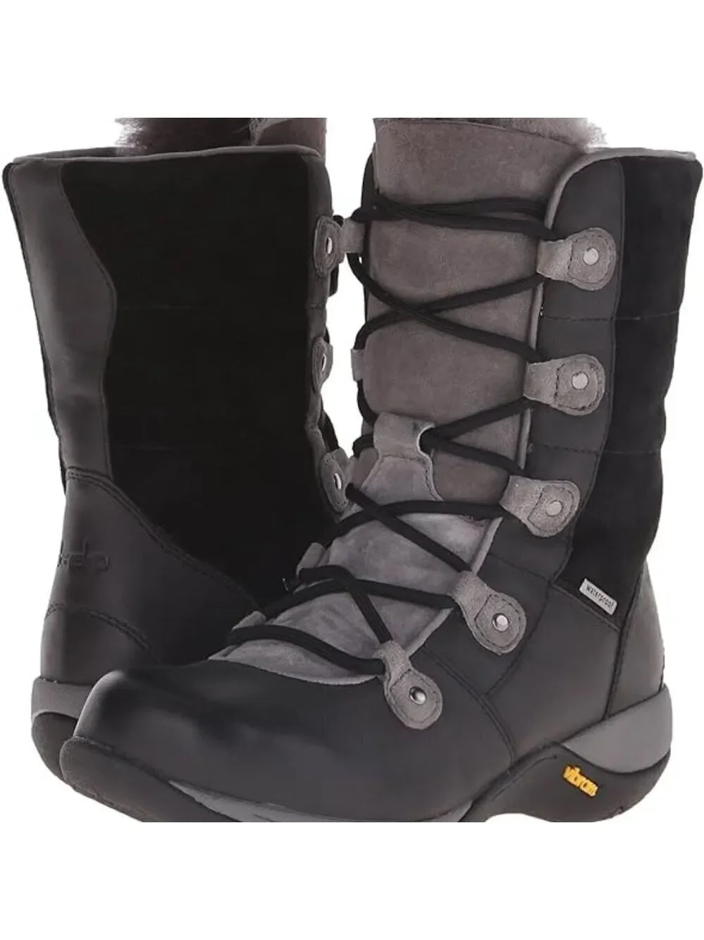 Dansko Camryn Black Nubuck Winter Lace Up Boot w/ Real Fur Lining Size 36